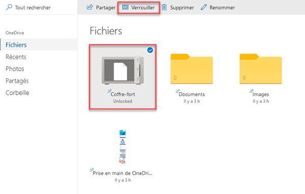 OneDrive coffre-fort